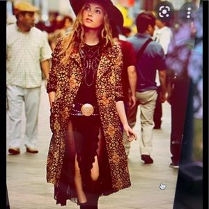 NWOT - Rare Free People Long Tapestry Coat  size 8
